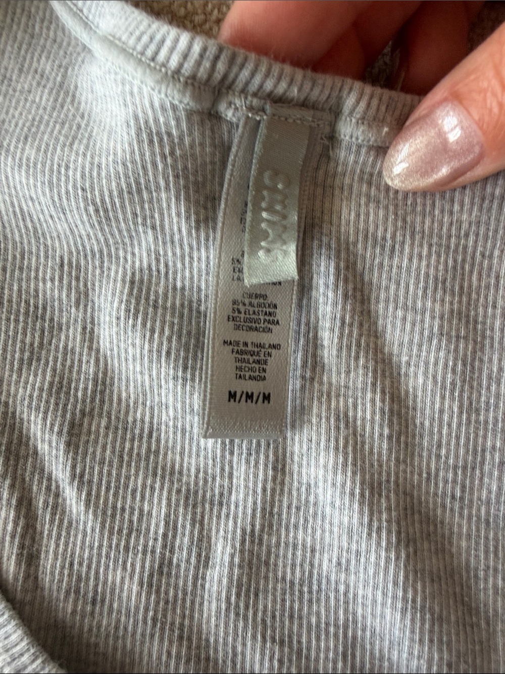SKIMS Ribbed Tank & Short. Two Sets. Gray & Cream with Green Floral set. - Picture 3 of 3